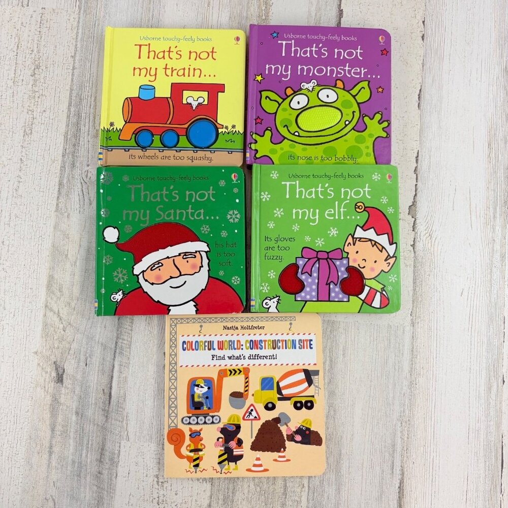 Lot Of 5 USBORNE Board Books THAT'S NOT MY Touchy-Feely Construction Xmas Train